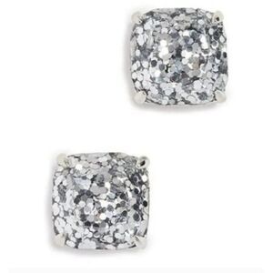 Kate spade new york Small Square Stud Earrings Silver Glitter